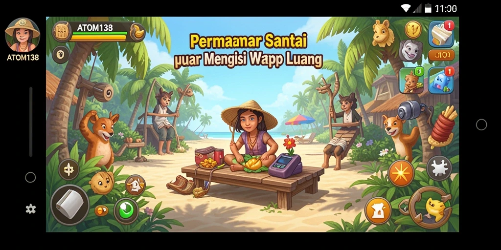 Screenshot ATOM138 menampilkan gameplay yang menarik dan penuh warna.