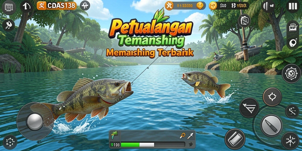 Tampilan gameplay penuh aksi dari CADAS138 saat memancing ikan.