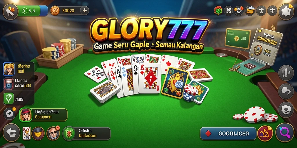 Tampilan gameplay seru GLORY777 dalam permainan Gaple yang menyenangkan.