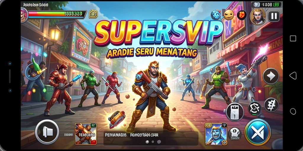 Screenshot gameplay SUPERSVIP menampilkan aksi seru dan grafis menarik.