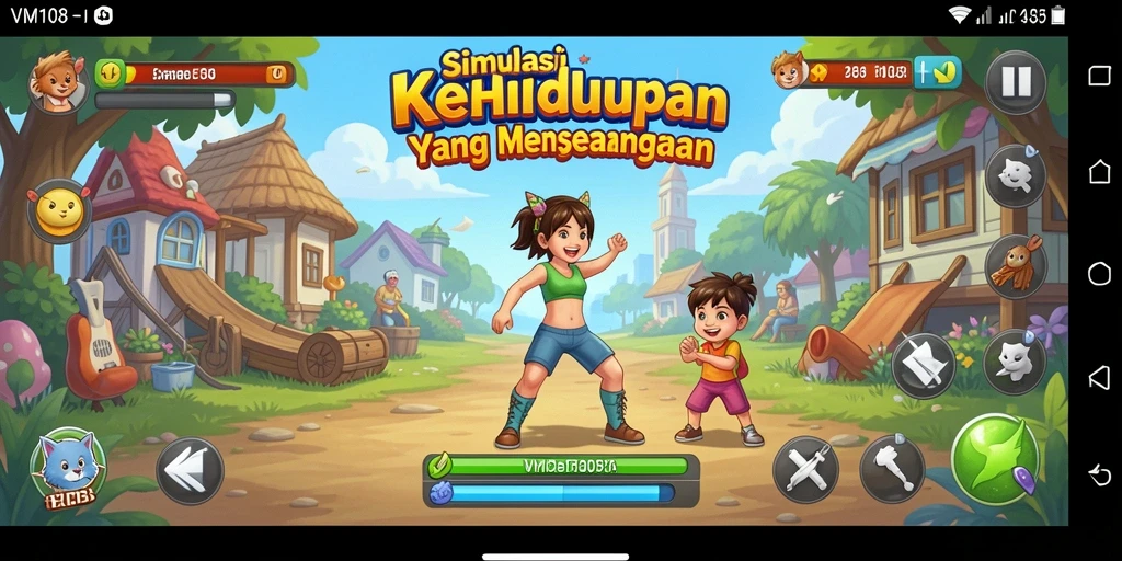 Screenshot gameplay VM108 menampilkan interaksi karakter yang menarik.